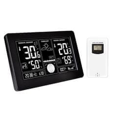 Solight meteostanica, extra veľký čiernobiely LCD, teplota, vlhkosť, tlak, RCC, USB nabíjanie, čierna, TE81BK