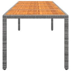 Vidaxl Záhradný stôl sivý 250x100x75 cm polyratan a akáciový masív