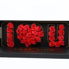 Medvídárek veľký darčekový box z mydlových ruží červený