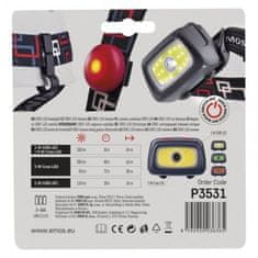 EMOS CREE LED + COB LED čelovka P3531, 330 lm, 65m, 3x AAA, šedá 1441233110