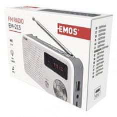 EMOS Rádio s mp3 EM-213 E0086, bielo-šedé 2618002600