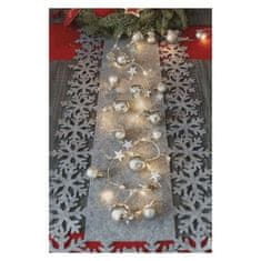 EMOS DCGW10 LED vianočná girlanda, strieborné gule s hviezdami 1,9 m, 2x AA, vnútorná, teplá biela 1550000117