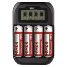 EMOS Nabíjačka batérií BCN-41D N9331 + 4AA 2700, čierna 1603028000