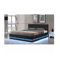 KONDELA Manželská posteľ s roštom a osvetlením Birget New 160x200 cm - čierna