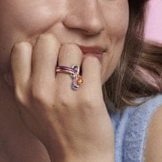 Pandora Minimalistický strieborný prsteň s fialovým smaltom 199655C01 (Obvod 52 mm)
