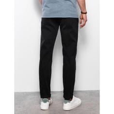 OMBRE Pánske rebrované džínsové nohavice REGULAR FIT čierne V2 OM-PADP-0102 MDN122294 L