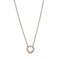 Pandora Bronzový náhrdelník s trblietavým príveskom Rose 387436C01-45 (retiazka, prívesok)