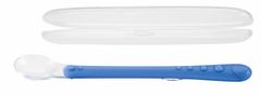 Nuby Lyžička silikón s dlhou rukoväťou as obalom 1 ks, 6 m+, modrá