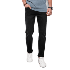 OMBRE Pánske rebrované džínsové nohavice REGULAR FIT čierne V2 OM-PADP-0102 MDN122294 L
