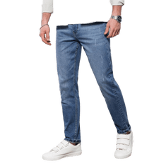 OMBRE Pánske rebrované džínsové nohavice REGULAR FIT modré V3 OM-PADP-0102 MDN122295 XL