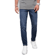 OMBRE Pánske rebrované džínsové nohavice REGULAR FIT tmavomodré V4 OM-PADP-0102 MDN122296 L