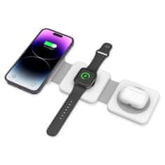 Tech-protect A24 3in1 bezdrôtová nabíjačka na mobil / Apple Watch, biela