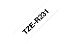 TZE-R231, čierna tlač na biele, šírka 12 mm