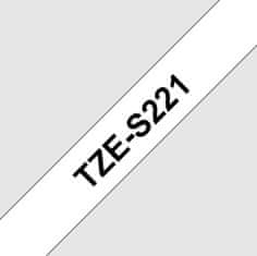 BROTHER extrémně přilnavá páska TZE-S221/ bílá-černá/ 9mm
