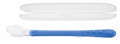 Nuby Lyžička silikón s dlhou rúčkou a s obalom 1 ks, 6 m+, modrá
