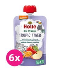 Holle 6x Tropic Tiger Bio ovocné pyré jablko, mango a maracuja, 100 g (8 m+)