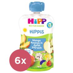 HiPP 6x BIO Jablko-Broskyňa-Mango-Ananás + zinok 100 g, od 1 roka