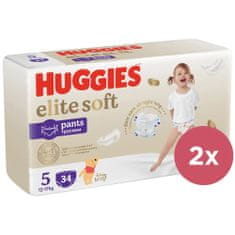 Huggies 2x Elite Soft Pants Nohavičky plienkové jednorázové 5 (12-17 kg) 34 ks
