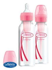 Dr.Brown´s Fľaša antikolik Options+ úzka 2x250 ml plast, ružová