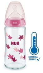Nuk FC+ Fľaša sklenená s kontrolou teploty 240 ml - růžová