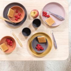 Set jedálenský silikonový 2 ks tanier a lyžička fialovo-oranžový bez BPA