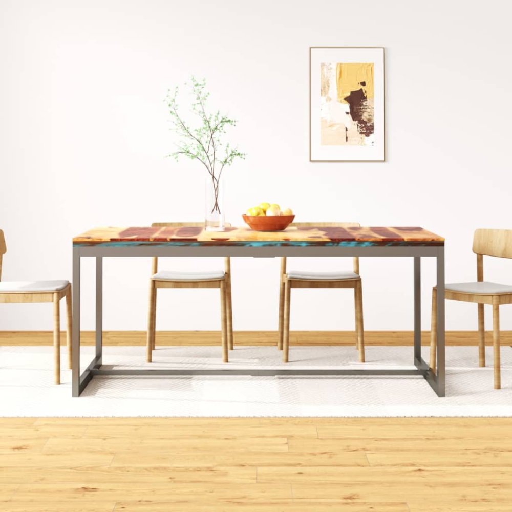 Petromila vidaXL Jedálenský stôl, masívne sheeshamové drevo a oceľ, 180 cm