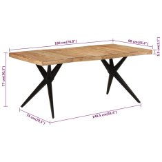 Vidaxl Jedálenský stôl čierny 180x90x77 cm masívne akáciové drevo