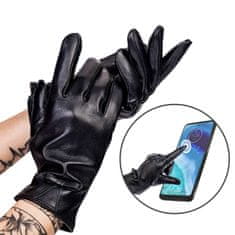 Rovicky Zateplené dámske rukavice z prírodnej kože s mašľou - XL
