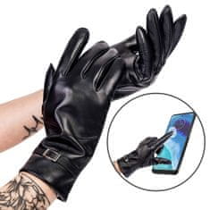 Rovicky Zateplené dámske rukavice z prírodnej kože s prackou - S