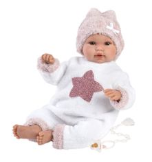 Rappa Llorens 63648 NEW BORN - realistická bábika bábätko so zvukmi a mäkkým látkovým telom - 36 cm