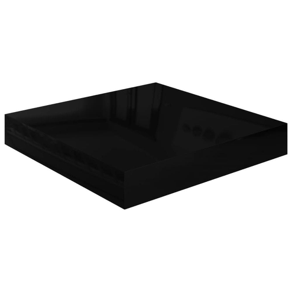 Vidaxl Plávajúca nástenná polica, lesklá čierna 23x23,5x3,8 cm, MDF