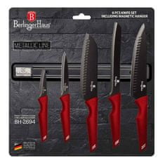 Berlingerhaus Súprava nožov s magnetickým držiakom 6 ks Burgundy Metallic Line