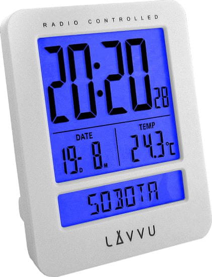 LAVVU Digitálny budík riadený rádiovým signálom LAVVU LAR0020 Duo White,