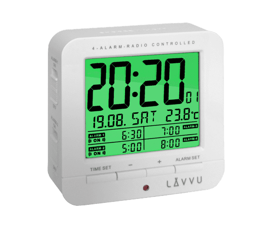 LAVVU Digitálny budík riadený rádiovým signálom LAVVU LAR0010 White cube