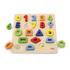 Viga Drevené vkladacie puzzle Čísla a tvary