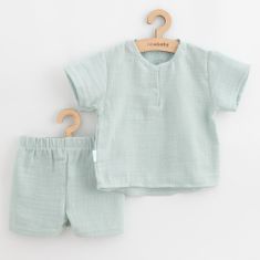 NEW BABY Dojčenská mušelínová súpravička Soft dress mätová, vel. 56 (0-3m)