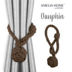 AmeliaHome Súprava úväzov na záves DAUPHIN 2 ks hnedá