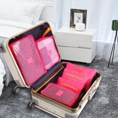 HOME & MARKER® Sada cestovných obalov a organizérov na batožinu do kufra 6v1 – ružová | PACKERPRO