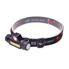 Solight LED čelová nabíjacie svietidlo, 3W + COB,150 + 60lm, Li-ion, USB