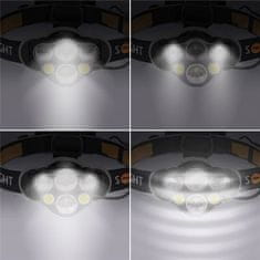 Solight LED čelová nabíjacie svietidlo, 550lm, Li-Ion, USB
