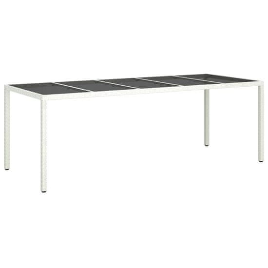 Vidaxl Záhradný stôl 250x100x75 cm tvrdené sklo a polyratan