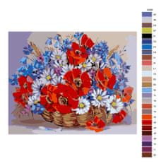 Maľovanie podľa čísel - Kôš plný kvetov - 50x40 cm, plátno vypnuté na rám