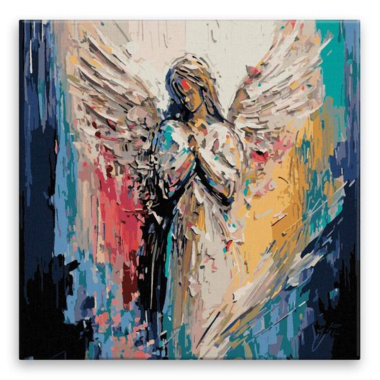 Malujsi Maľba podľa čísel - Abstraktná maľba anjela - 80x80 cm, bez dreveného rámu