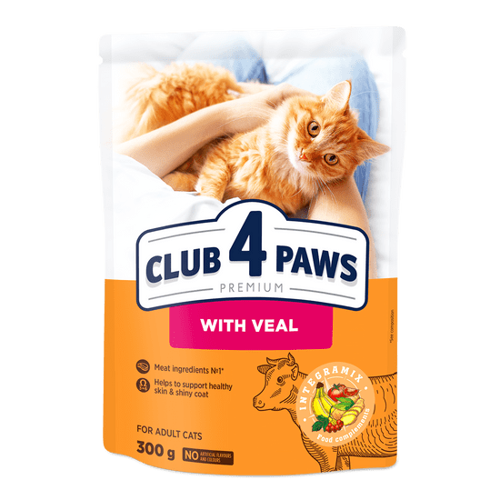 Club4Paws Premium pre mačky s teľacím mäsom 300g