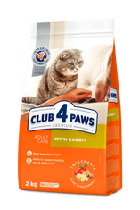 Club 4 Paws pre dospelé mačky s králikom 2 kg + kapsičky pre mačky My love set s telacim mäsom