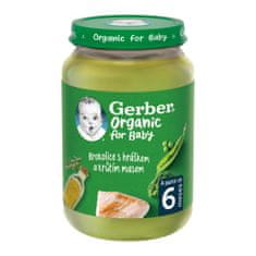 GERBER Organic detský príkrm brokolica s hráškom a krutím mäsom 190 g