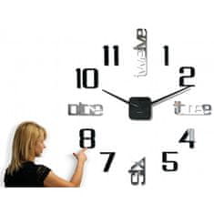 Flexistyle 3D Nalepovacie hodiny DIY ADMIRABLE XL Sweep 40F-1, čierne 100-130cm