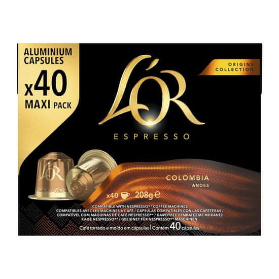 L'Or Espresso Colombia 40 ks kapsúl, kompatibilný s kávovarmi Nespresso