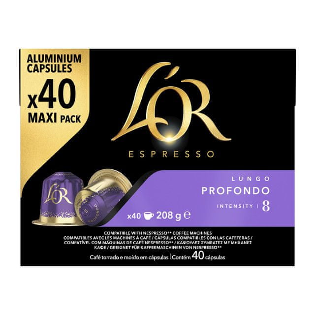 L\'Or Profondo 40 ks hliníkových kapsúl, kompatibilný s kávovarmi Nespresso