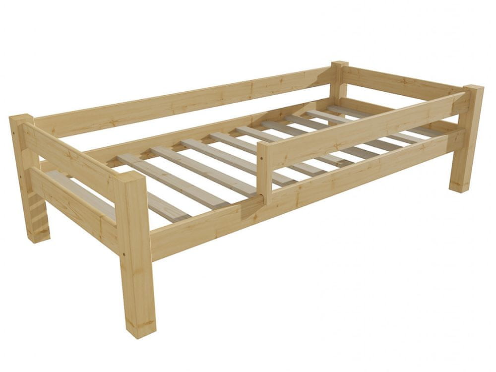 eoshop Detská posteľ 8X8 01C so zábranou (Rozmer: 90 x 180 cm, Farba dreva: bezfarebný lak)